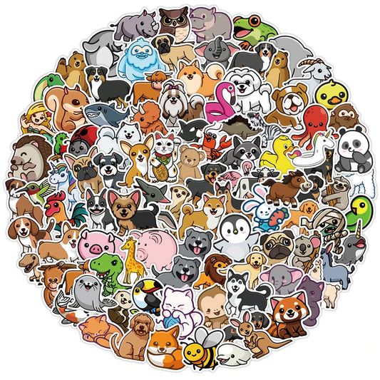 Cute Cartoon Animal Stickers for Kids - Motorcycle, Luggage, Guitar, Skateboard, Graffiti Decals (10/30/50/100PCS)