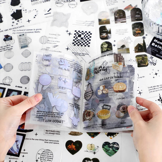 Yoofun 30pcs Rainbow Black & White Geo Stickers for Scrapbooking Journals DIY