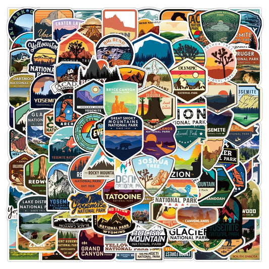 National Park Stickers Pack: Motorcycle, Luggage, Guitar, Skateboard, Graffiti Decals, Kid Toy