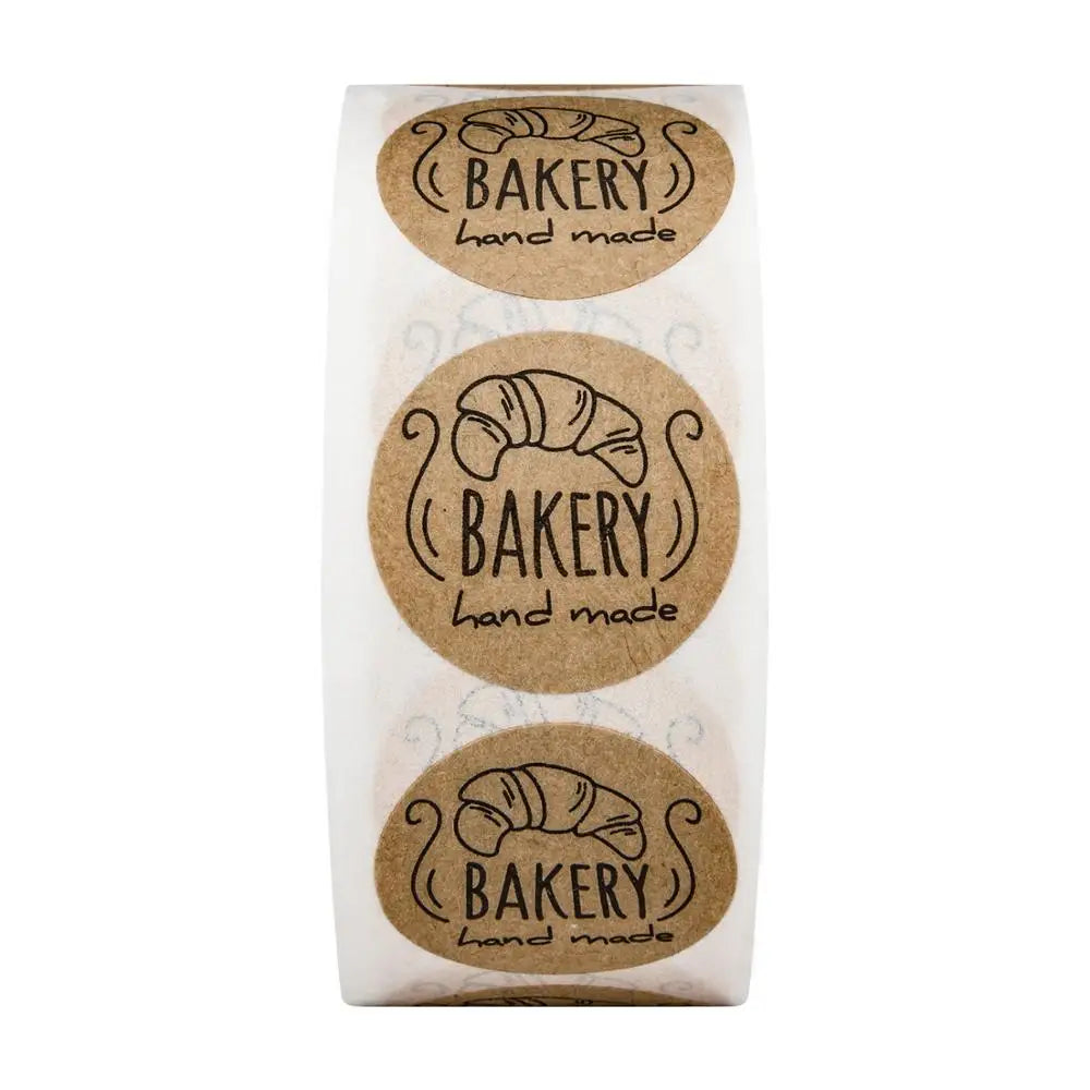 100-500pcs Kraft Paper Hand Made Stickers "bakery" Scrapbooking For Cookie Boxes Seal Labels Sticker Cute Stationery