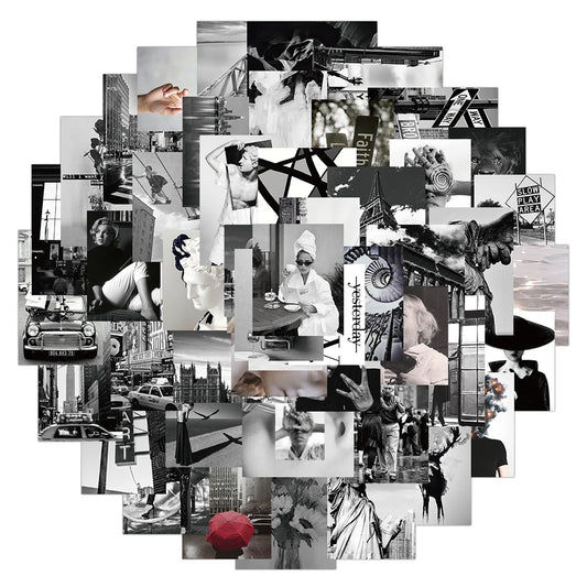 Black White Cool City Stickers Decal Laptop Phone Guitar Luggage Skateboard Car Waterproof DIY Kids Toy Gift 10/30/50pcs