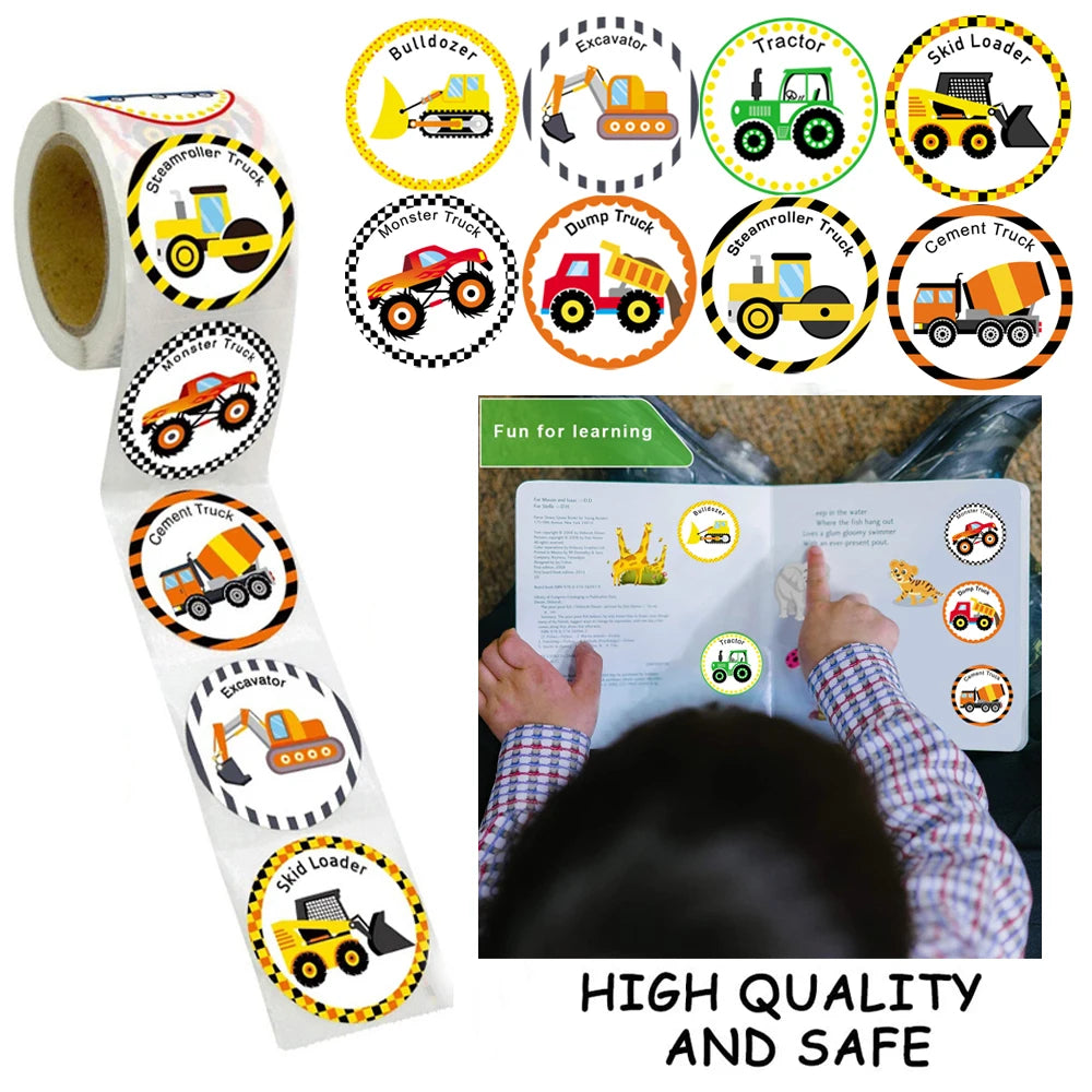 Cars And Truck Stickers Party Supplies Pack Toddler For Kids Perforated Roll Construction Sticker Car Home Family Birthday Party