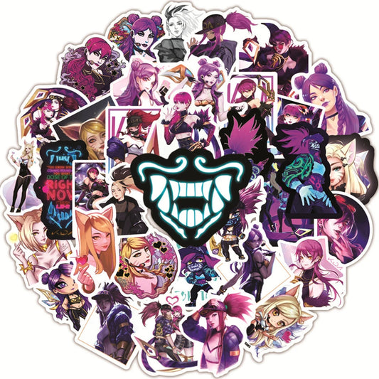 LOL KDA Stickers Pack: Laptop, Guitar, Luggage, Phone, Bike, Waterproof Decals