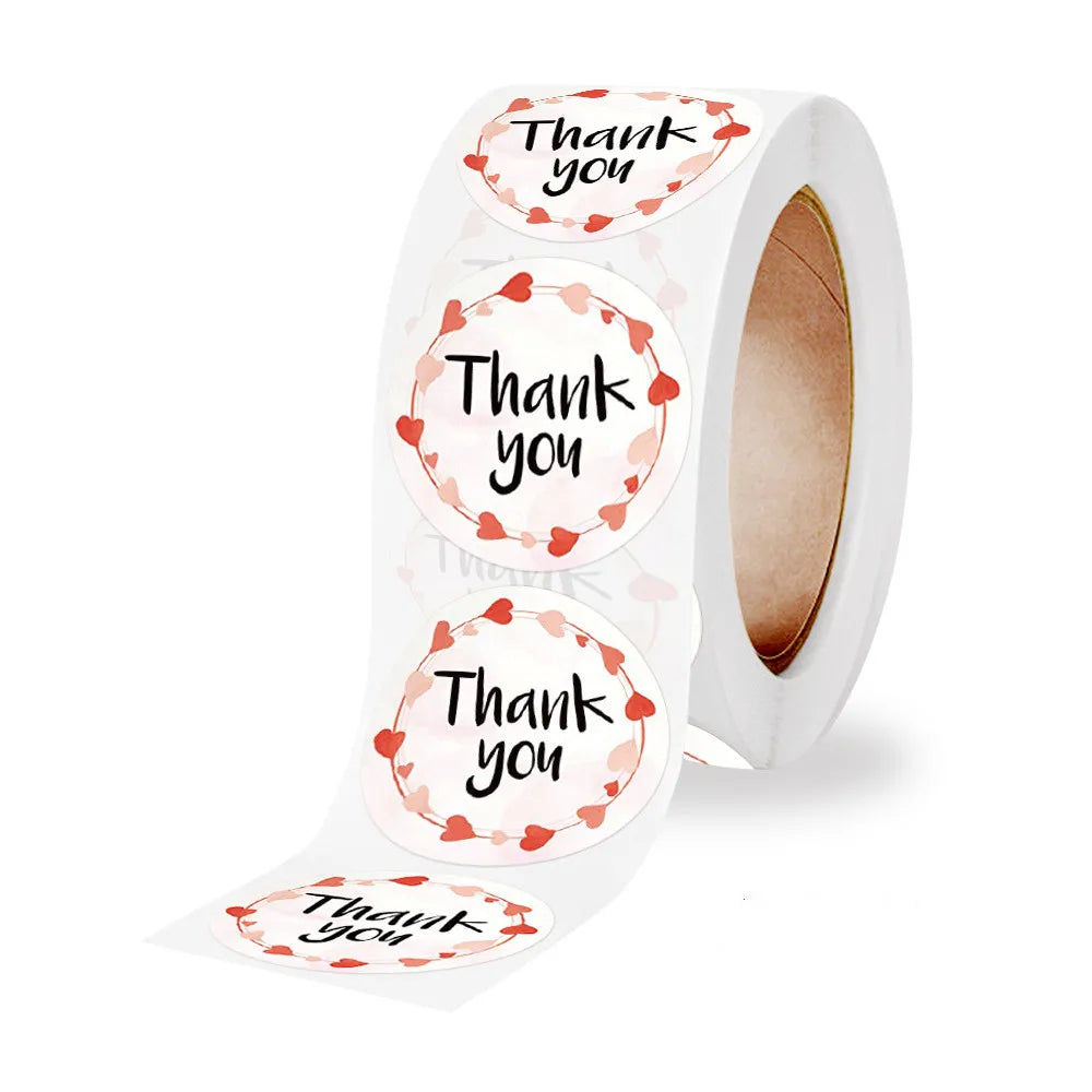 500pcs Labels 1inch Thank You Stickers For Wedding Pretty Gift Cards Envelope Sealing Label Stickers