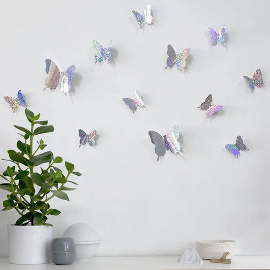 3D Glitter Butterfly Wall Stickers Set - Kids Room & Wedding Decor
