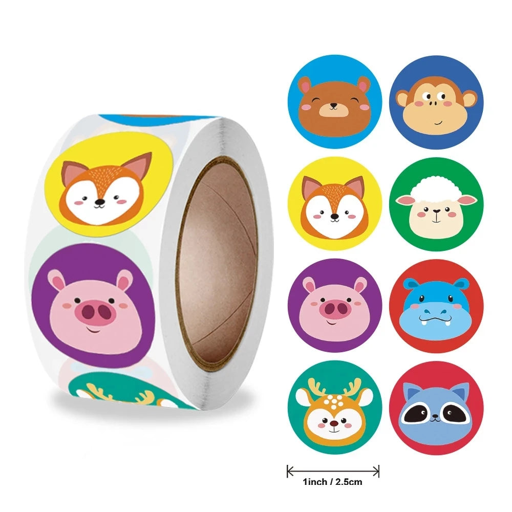 Stickers 500 Pcs/roll Teacher Rewards And Encourages Children Toys Cute Animal Stickers Sealing Stickers