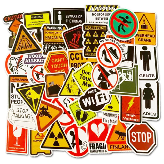 Warning Sign Stickers Waterproof Decals for Laptop Motorcycle Luggage Snowboard Car 10/30/50pcs