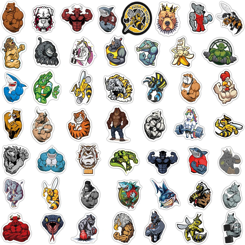 10/30/50PCS Cool Animal Stickers Car Motorcycle Travel Luggage Phone Guitar Fridge Laptop Waterproof Graffiti Sticker Kid Toys