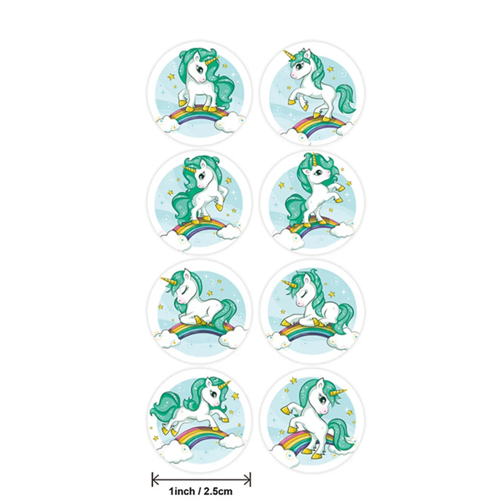 100-500pcs Unicorn Stickers 1inch Decorative Stickers Scrapbooking Stick Label Diary School Stationery Album Stickers