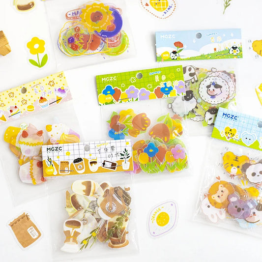 30Pcs Flower Stickers Scrapbooking Kawaii Stationery