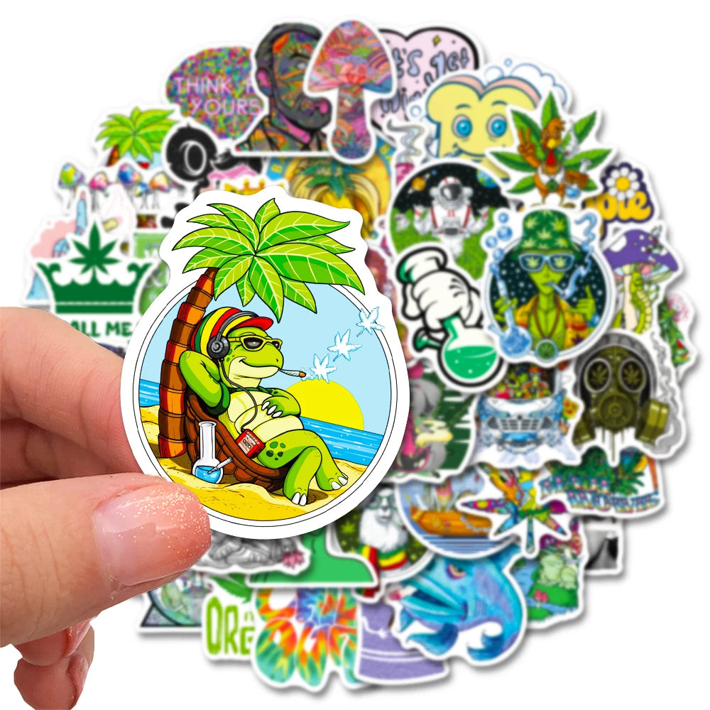 10/30/50 PCS Psychedelic Weed Relaxation Sticker Packs