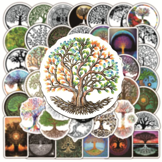 Totem Tree Of Life Cartoon Stickers - Aesthetic Plant Decals for Kids, Phones, Laptops (10/30/50pcs)