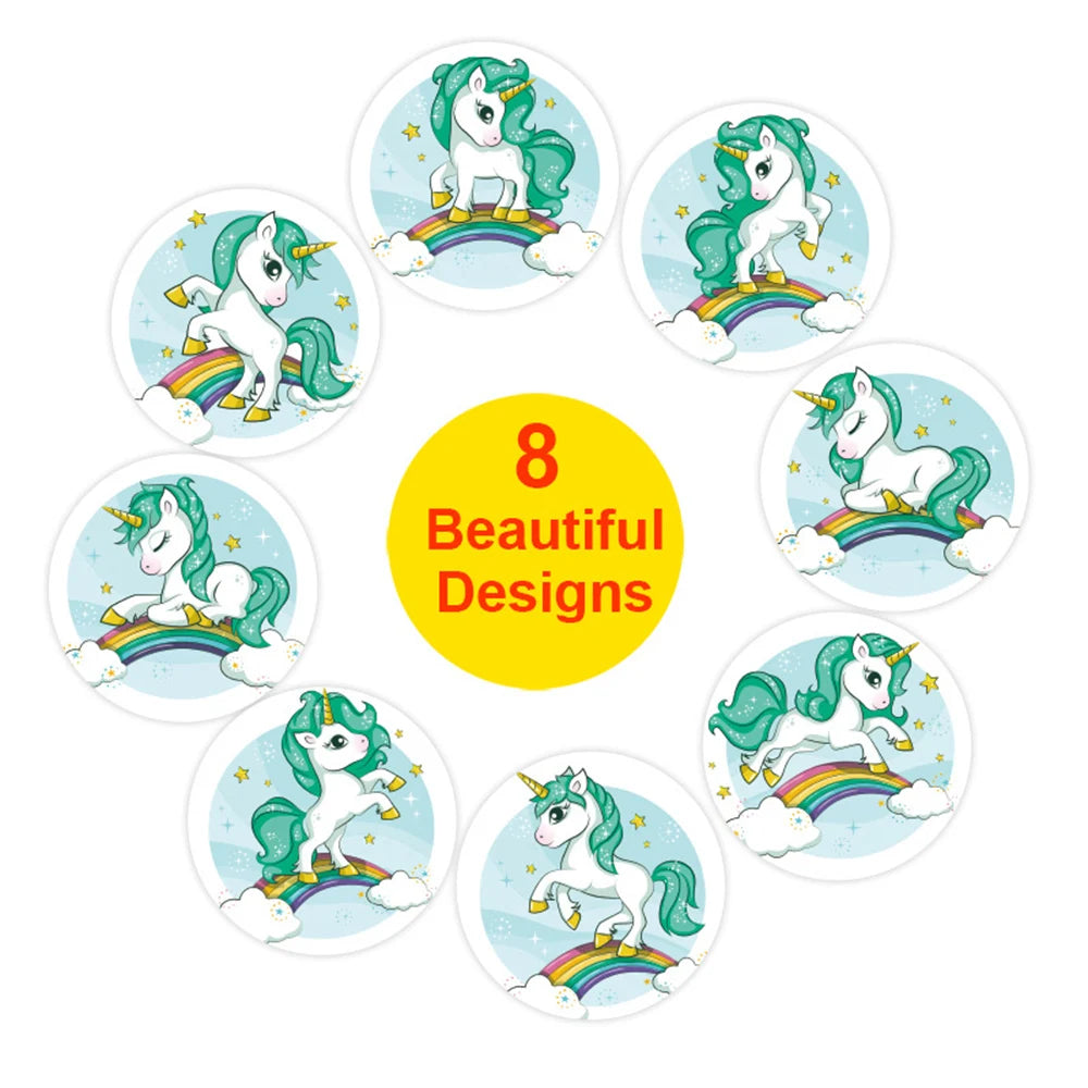 100-500pcs Unicorn Stickers 1inch Decorative Stickers Scrapbooking Stick Label Diary School Stationery Album Stickers