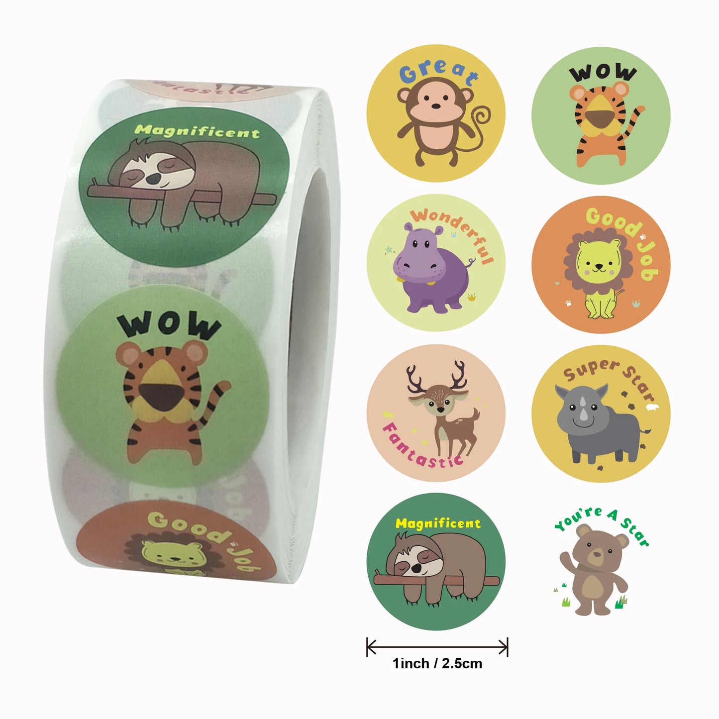 2024New Animals Cartoon Stickers for Kids Classic Toys Sticker School Teacher Reward Sticker Various Styles Designs Pattern