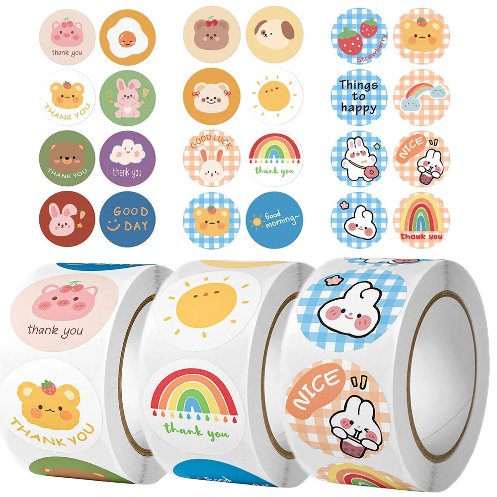 100-500Pcs Cute Cartoon Animals Label Stickers for Child Gift Card Party Birthday Package Reward stationery stickers