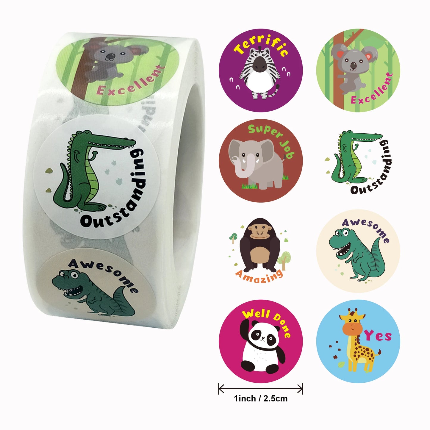 2024New Animals Cartoon Stickers for Kids Classic Toys Sticker School Teacher Reward Sticker Various Styles Designs Pattern