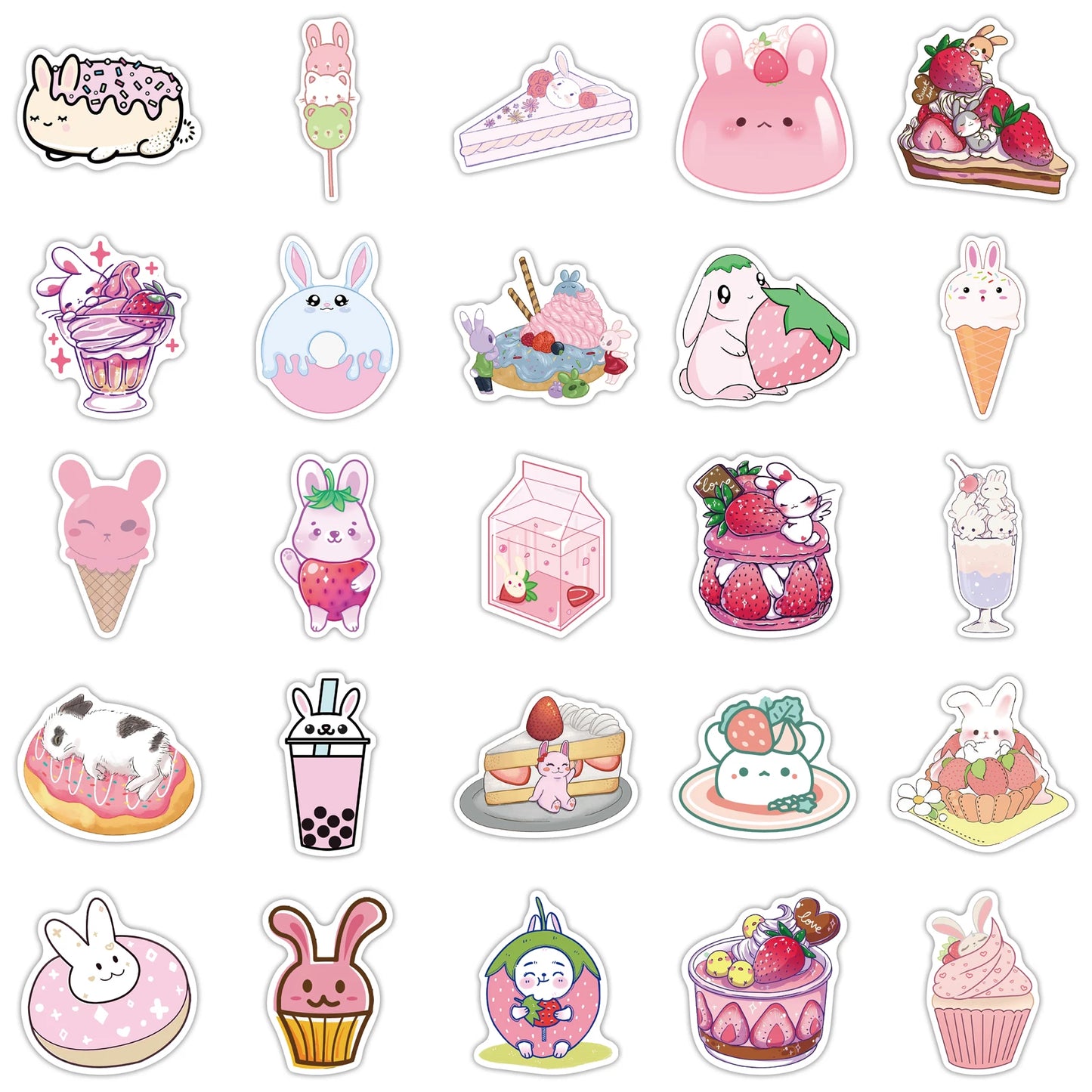 10/30/50PCS INS Style Cute Pink Pixel Cartoon Stickers DIY Bike Travel Luggage Laptop Graffiti Waterproof Sticker Kid Toy Decal