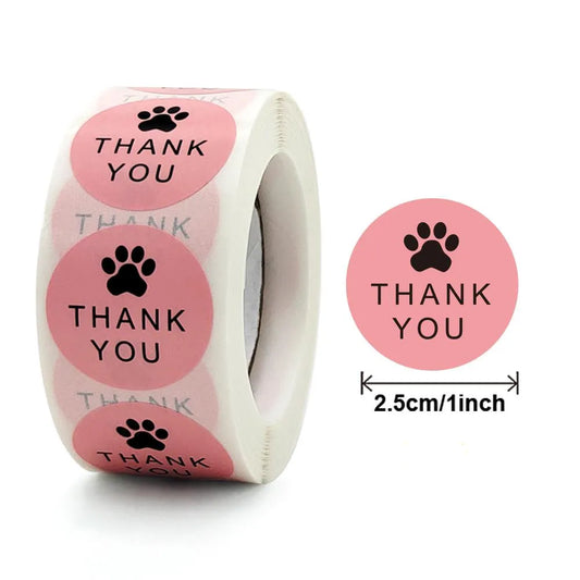 Pink Bear Print 500 Pcs/roll Color Thank You Sticker 1 Inch Round Decor Sealing Labels Order Business Gift Bags Envelopes Seal