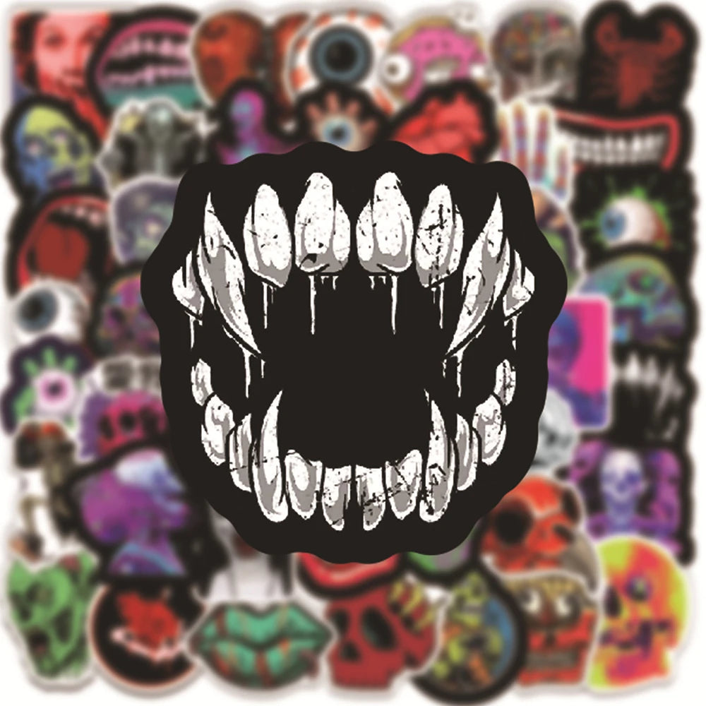 10/30/50PCS Halloween Horror Skull Zombie Stickers Skateboard Fridge Guitar Laptop Motorcycle Travel Cool Graffiti Decal Sticker
