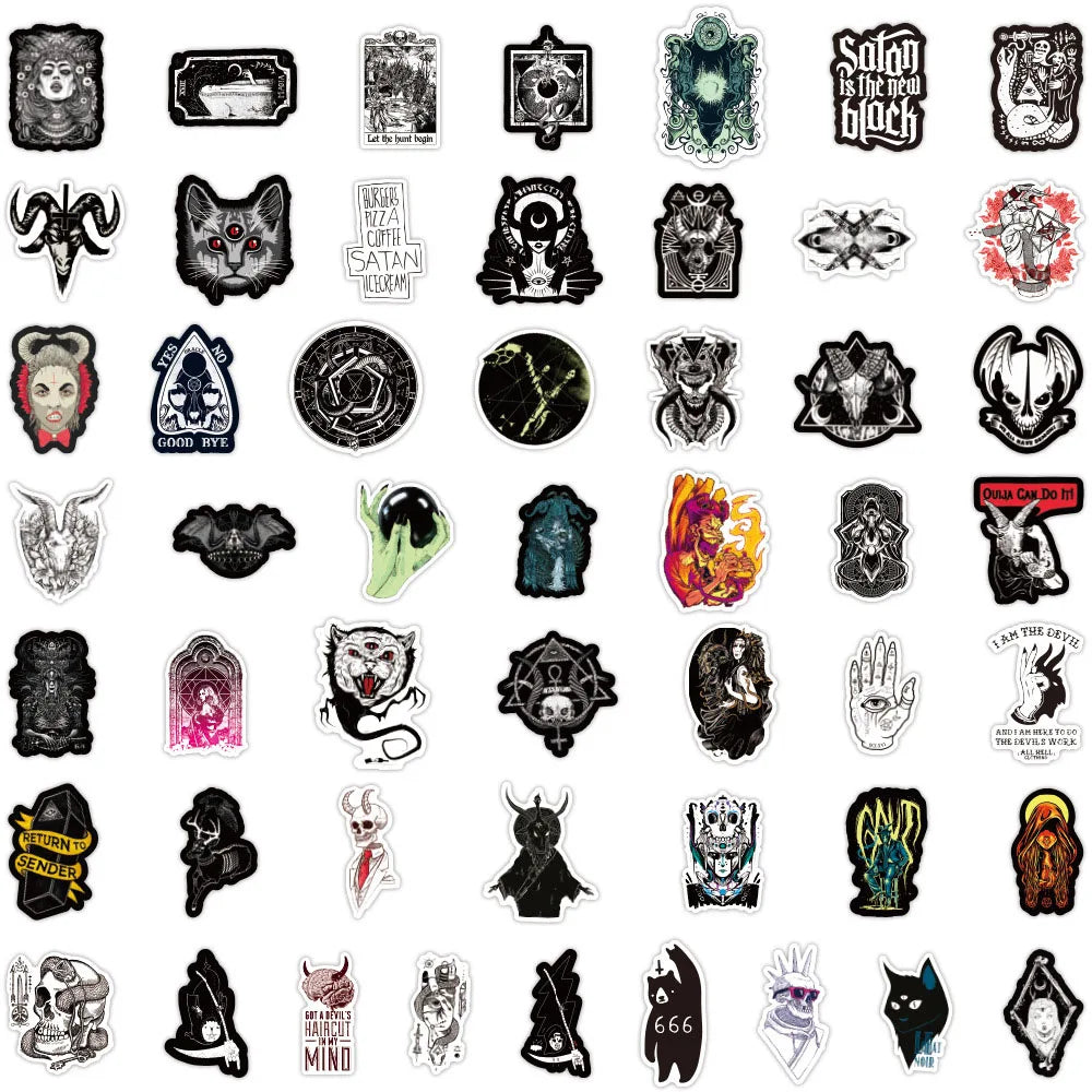 10/30/50pcs Cool Witch Demon Gothic Graffiti Stickers Aesthetic Art Decals Scrapbook Laptop Guitar Phone Car Sticker Kids Toy