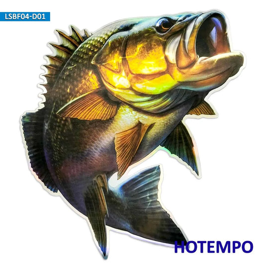 7.87inch 20cm Laser Big Size Fish Perch Largemouth Bass Laptop Motorcycle Car Stickers for Fisherman Fishing Waterproof Sticker