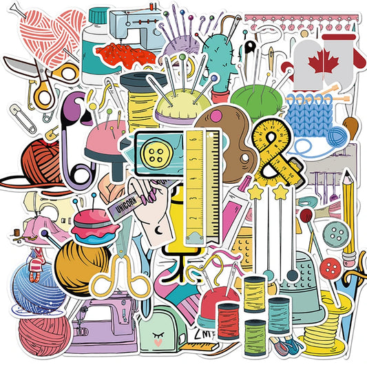 Cartoon Sewing Machine Stickers Waterproof DIY Decals for Kids