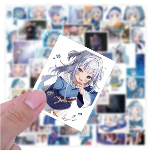 Gawr Gura Anime Shark Stickers Waterproof Skateboard Laptop Suitcase 10/30/52pcs