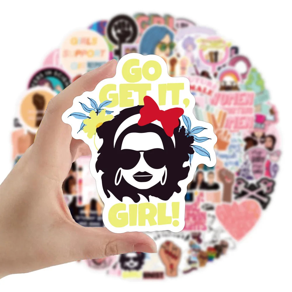 10/50/100PCS Girl Power Feminist Stickers Laptop Skateboard Phone Water Bottle Bike Waterproof Graffiti Sticker Decal Kid Toy