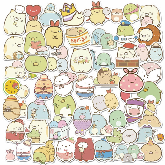 50pcs Sumikkogurashi Stickers Waterproof PVC for Laptop, Suitcase, Bicycle, Luggage, Skateboard