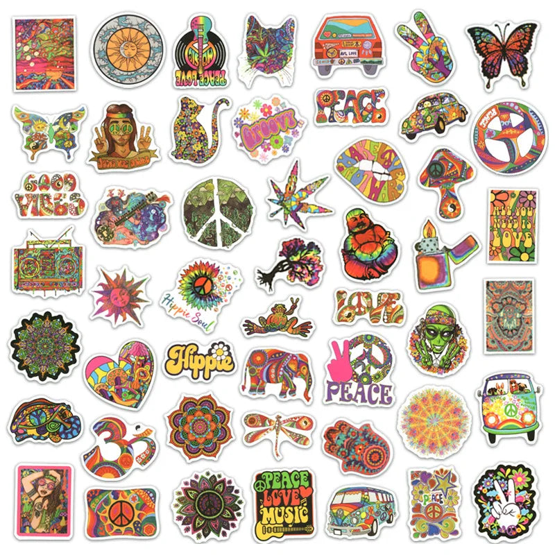 10/30/50PCS Hippie Art Sticker Psychedelic For Suitcase Notebook Skateboard Fridge Laptop Classic Toy Decals Graffiti Sticker F3