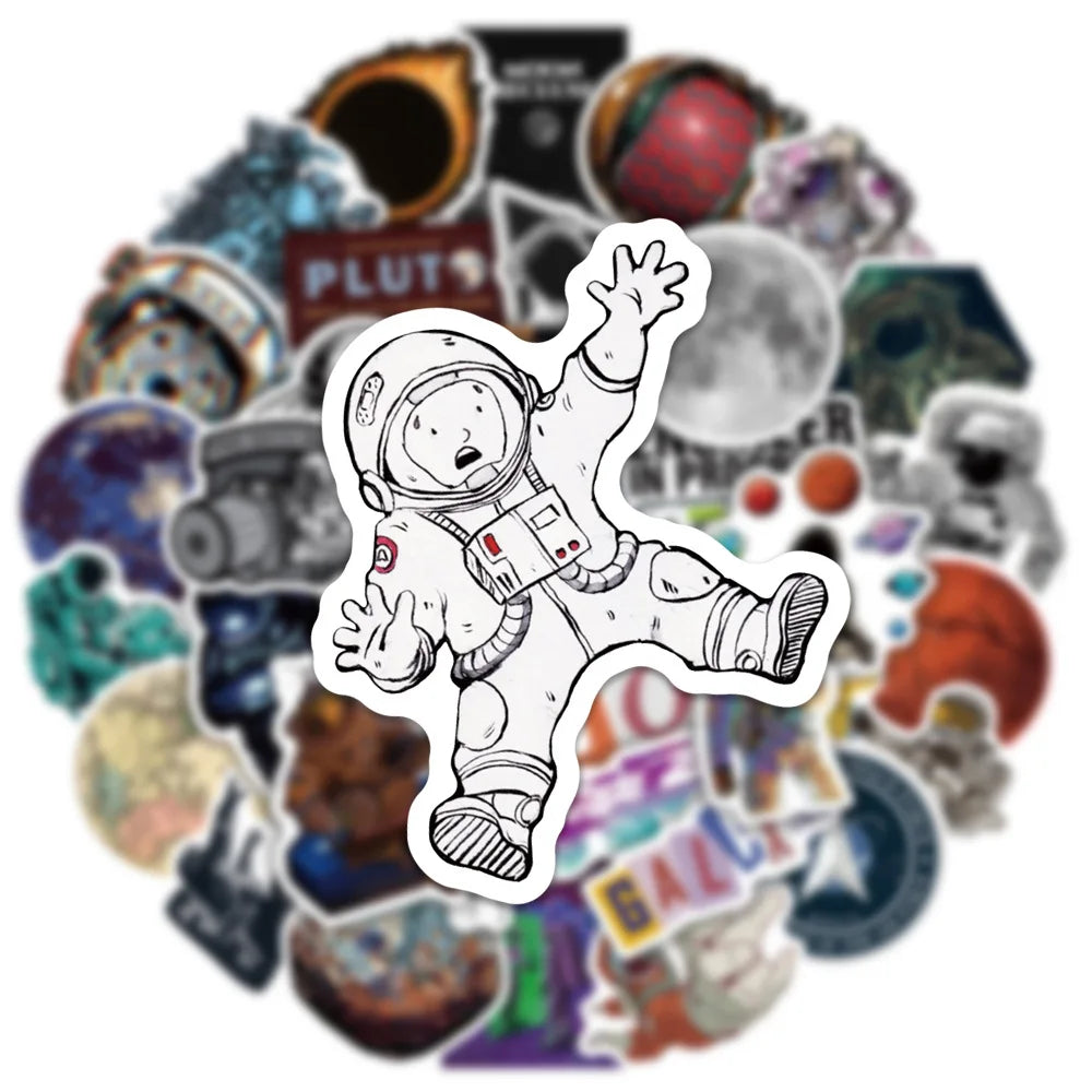 10/30/50/100PCS Outer Space Astronaut Waterproof Stickers Graffiti Decals Laptop Phone Luggage Skateboard Sticker for Kids Toy