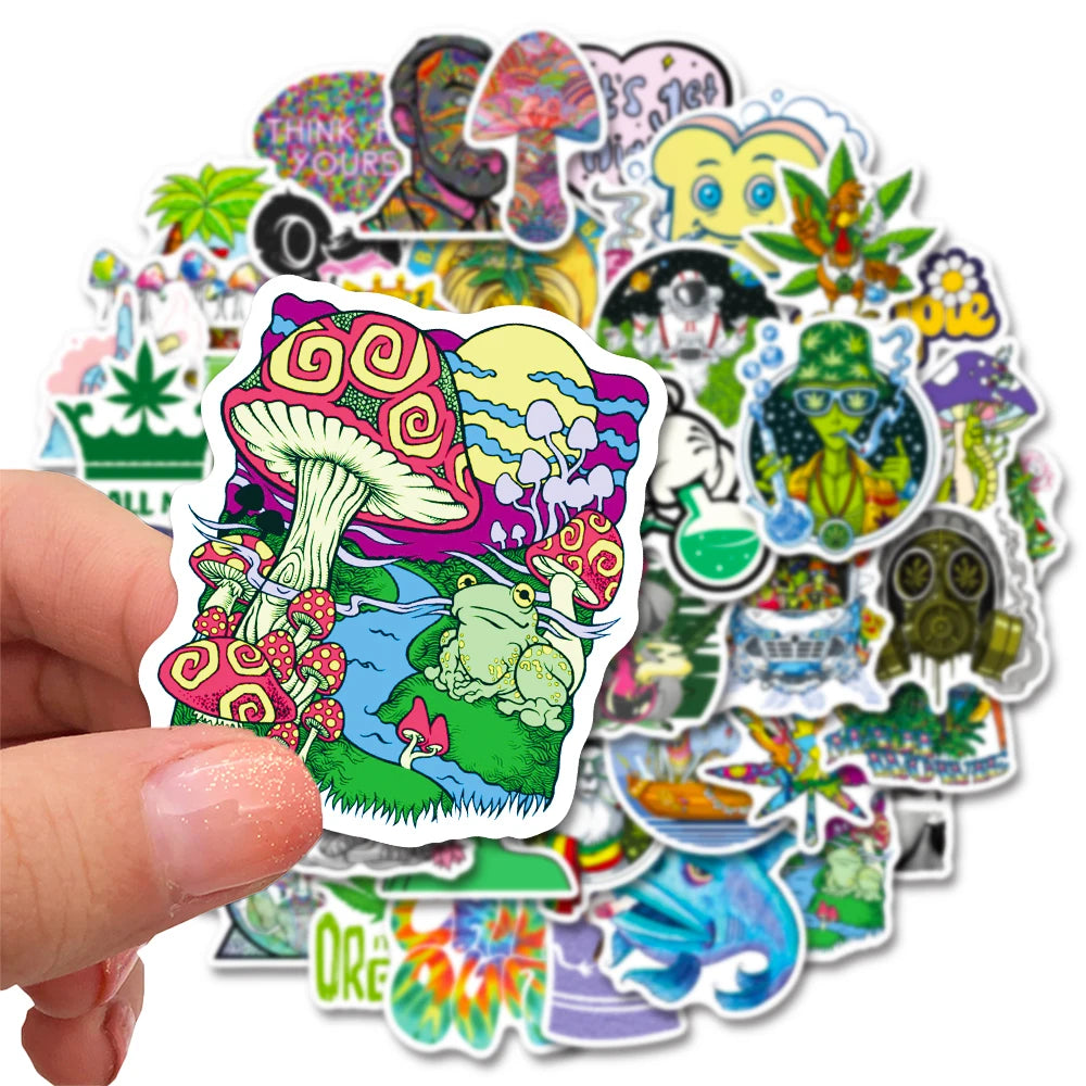 10/30/50 PCS Psychedelic Weed Relaxation Sticker Packs