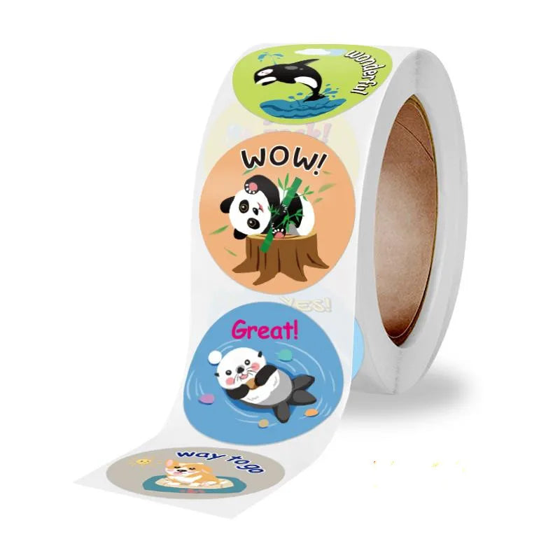 New 500 Pcs Reward Stickers Motivational Stickers Roll For Kids For School Reward Students Teachers Cute Animals Stickers Labels