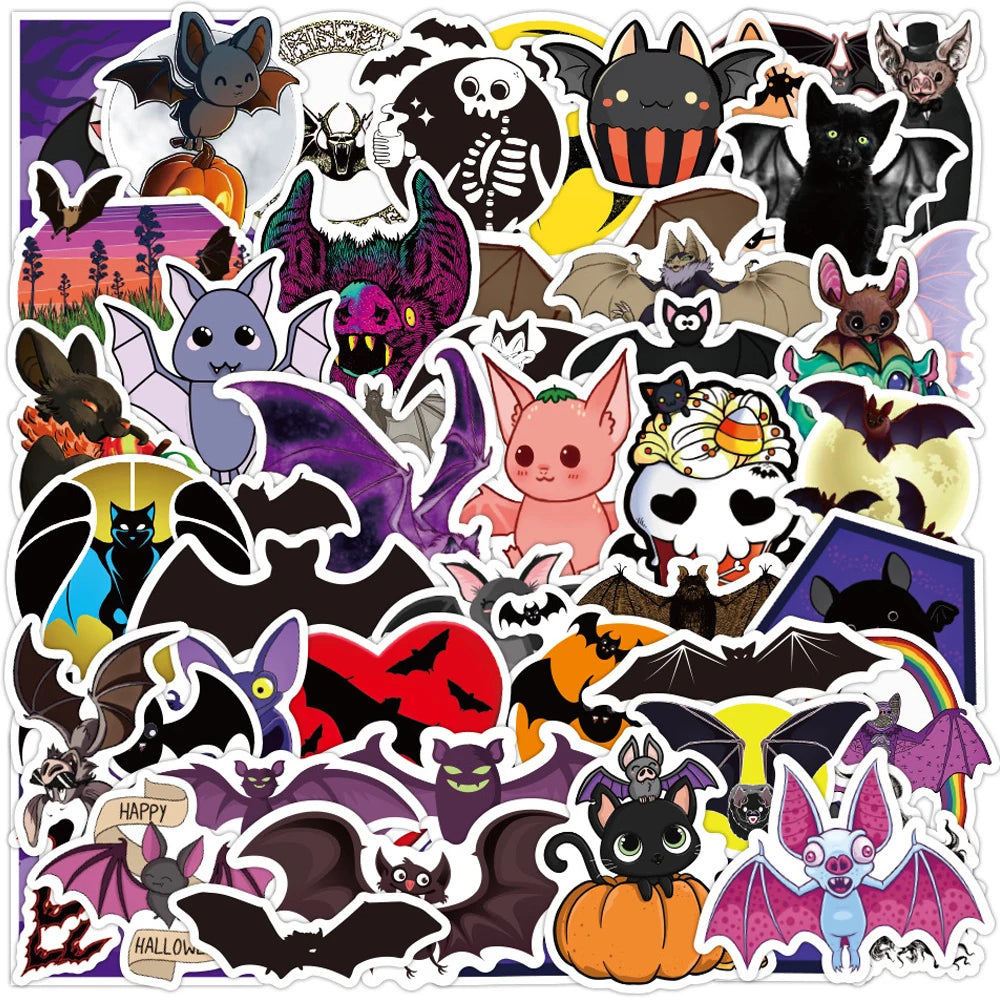 Animal Bat Stickers 10/30/50PCS Waterproof Laptop Guitar Luggage Skateboard Phone Decals