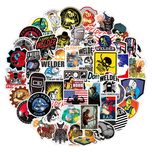 Welding Stickers Pack: Cartoon Graffiti Waterproof Decals for Luggage, Skateboard, Fridge, Car, Guitar, Phone