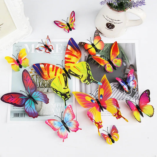 12Pcs Colorful Butterfly Wall Stickers Wedding Home Decor Magnet Fridge Mural