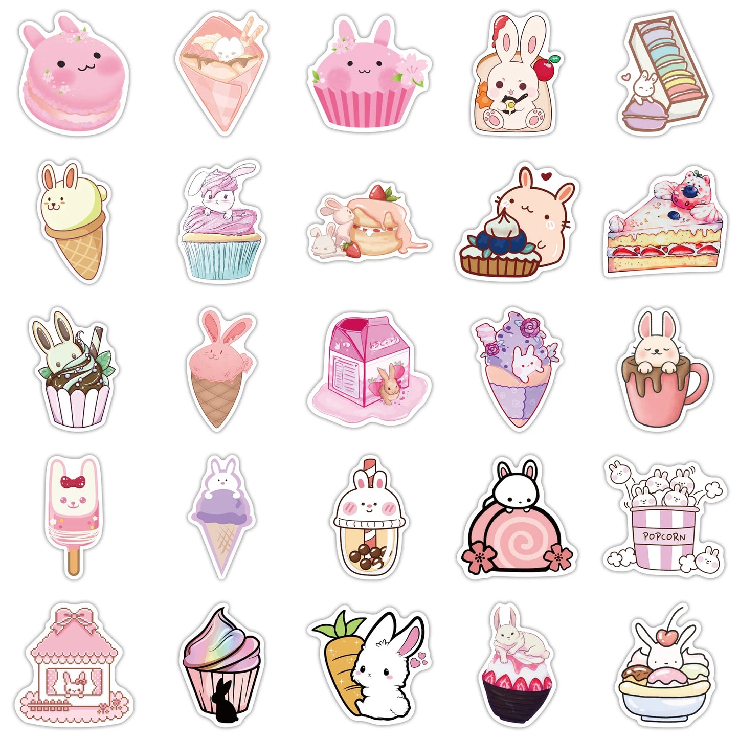 10/30/50PCS INS Style Cute Pink Pixel Cartoon Stickers DIY Bike Travel Luggage Laptop Graffiti Waterproof Sticker Kid Toy Decal