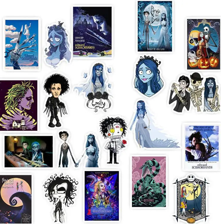 10/30/50pcs Tim Burton Movie Series Sticker Packs