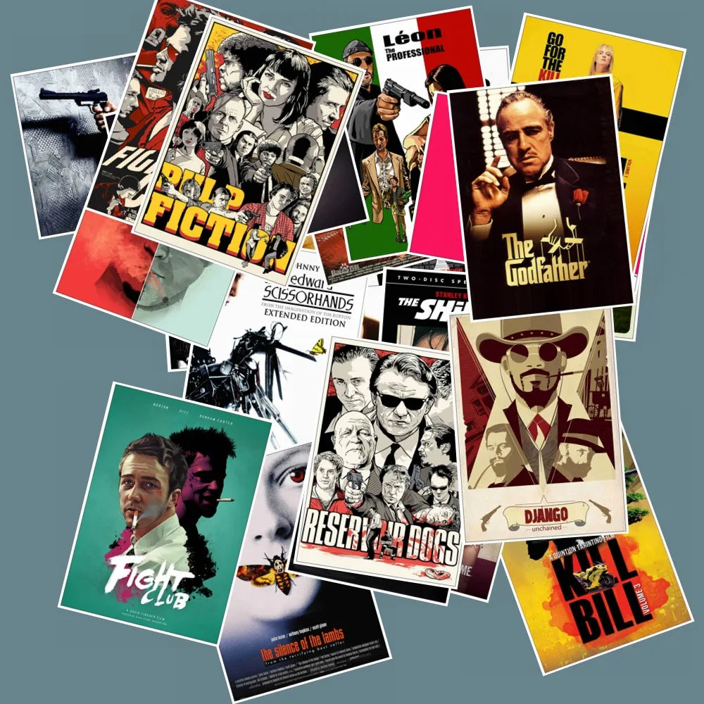 10/30/50PCS High Score Classic Movie Poster Sticker Packs - Leon, Reservoir Dogs, Fight Club and More