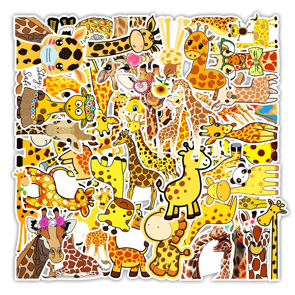 Giraffe Stickers Pack: Laptop, Guitar, Luggage, Fridge, Skateboard, Waterproof Decals, Kids Toys