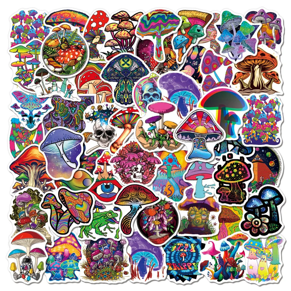 50/100PCS Psychedelic Mushroom Graffiti Stickers for Laptop Motorcycle Skateboard Art Fantasy Aesthetics Decals Waterproof Decor