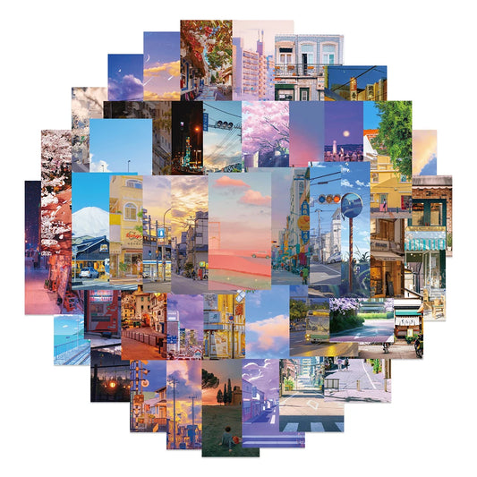 Street View Landscape Stickers: 10/30/55pcs Aesthetic Waterproof Decals for Phone, Laptop, Luggage, Guitar, Car