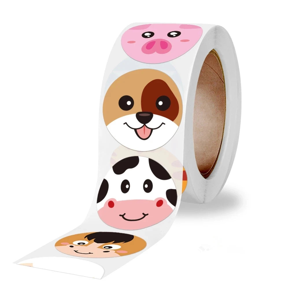 Stickers 500pcs/roll Children's Cute Animal Stickers Teacher Reward Encourage Students Thank You Stickers