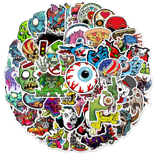 Horror Skull Stickers: Laptop, Guitar, Car, Skateboard Decals