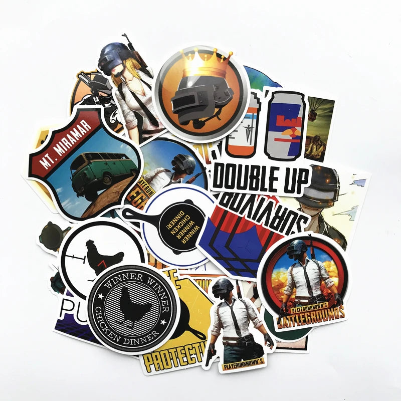 29Pcs/lot Playerunknows PUBG Game Stickers For Snowboard Laptop Luggage Car Fridge Car- Styling Sticker Pegatina