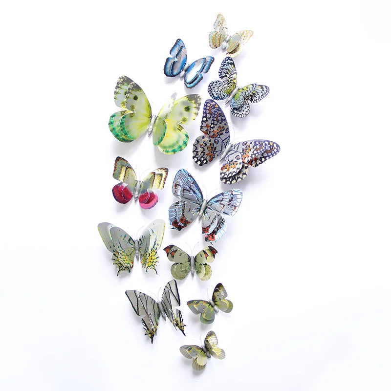 12Pcs 3D Butterfly Wall Stickers Magnet Fridge Wedding Decor
