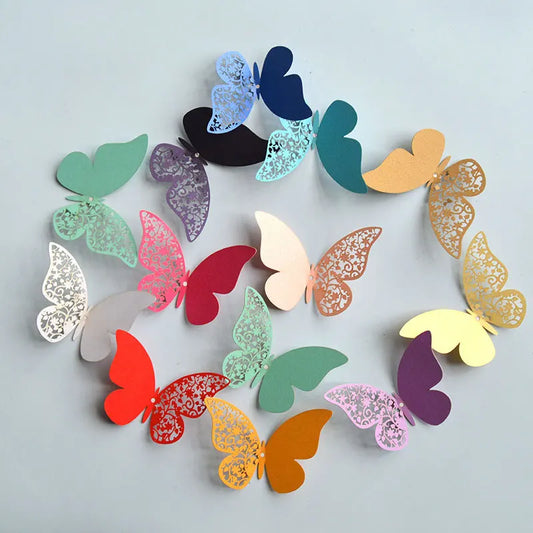 3D Butterfly Wall Stickers - 12Pcs Multicolor Decor for Home & Wedding