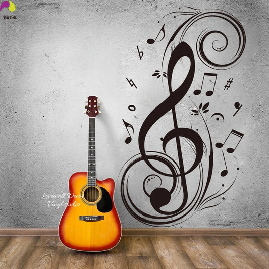 Music Note Floral Wall Sticker 95x56CM Vinyl Decal for Nursery & Kids Room