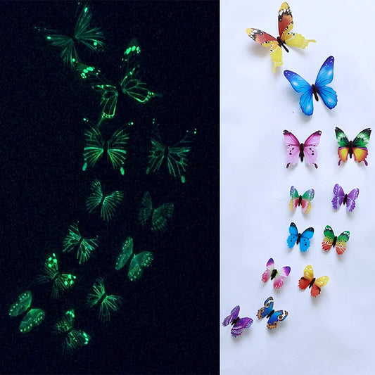 12Pcs Luminous 3D Butterfly Wall Stickers for Home Decoration