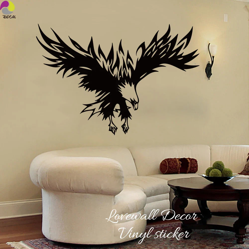 Eagle Wall Sticker Decal - Large Soaring Bird Vinyl Art for Living Room Bedroom Decor